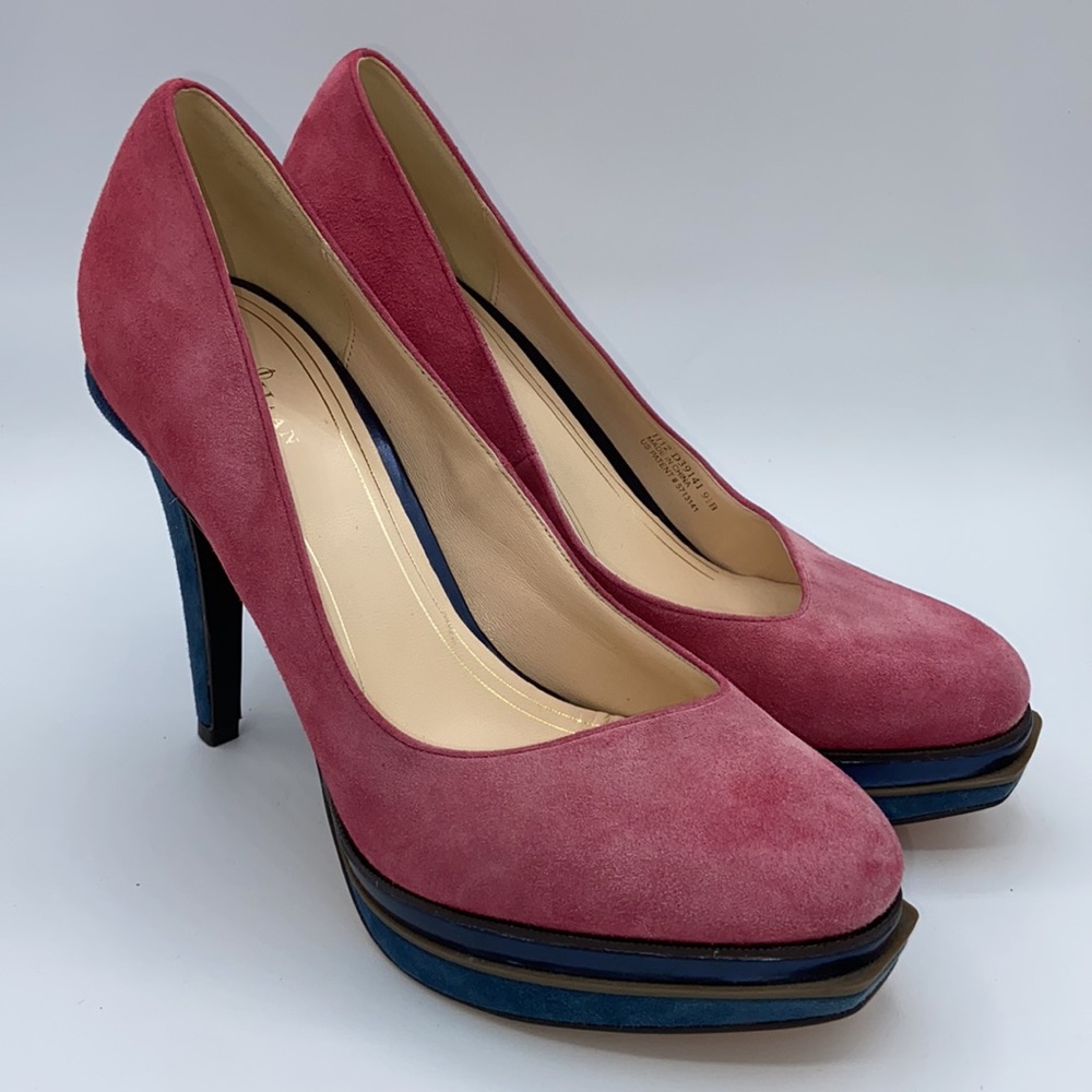 COLE HAAN Suede Platform Pumps Heels 9.5B NIKE AIR - Picture 15 of 15